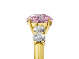 Yellow gold Fancy Pink Round  Cut Diamond Five-Stone Prong Set White Gold Ring_33
