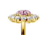 Yellow gold Fancy Pink Round Cut Diamond Floral Double Halo Engagement Ring with Prong Setting_29