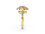 Yellow gold Fancy Pink Round Cut Diamond Floral Halo Split Shank Prong Setting Ring_2