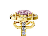 Yellow gold Fancy Pink Round Cut Diamond Floral Halo Split Shank Prong Setting Ring_5