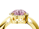 Yellow gold Fancy Pink Round  Cut Diamond Halo Engagement Ring with Split Shank and Four-Prong Setting_33