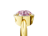 Yellow gold Fancy Pink Round  Cut Diamond Halo Engagement Ring with Split Shank and Four-Prong Setting_34
