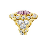 Yellow gold Fancy Pink Round Cut Diamond Halo Ring with Pavé Band and Four-Prong Setting_22