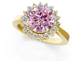 Yellow gold Fancy Pink Round  Cut Diamond Halo Ring with Round Brilliant Halo and Solitaire Band_1