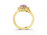 Yellow gold Fancy Pink Round  Cut Diamond Halo Ring with Round Brilliant Halo and Solitaire Band_3