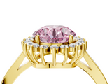 Yellow gold Fancy Pink Round  Cut Diamond Halo Ring with Round Brilliant Halo and Solitaire Band_4