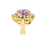 Yellow gold Fancy Pink Round  Cut Diamond Halo Ring with Round Brilliant Halo and Solitaire Band_5