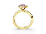 Yellow gold Fancy Pink Round Cut Diamond Halo Ring with Round Split Shank and Prong Setting_39