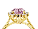 Yellow gold Fancy Pink Round  Cut Diamond Halo Ring with Solitaire Band and Prong Setting_56