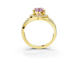 Yellow gold Fancy Pink Round Cut Diamond Halo Ring with Split Shank and Bezel Accents and Four-Prong Setting_3