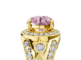 Yellow gold Fancy Pink Round Cut Diamond Halo Ring with Split Shank and Bezel Accents and Four-Prong Setting_5
