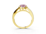 Yellow gold Fancy Pink Round Cut Diamond Halo Split Shank Engagement Ring_42
