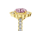 Yellow gold Fancy Pink Round  Cut Diamond Milgrain Floral Halo Engagement Ring with Pavé Band_20