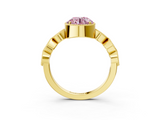 Yellow gold Fancy Pink Round  Cut Diamond Milgrain Marquise Band with Prong Setting_6