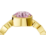 Yellow gold Fancy Pink Round  Cut Diamond Milgrain Marquise Band with Prong Setting_7