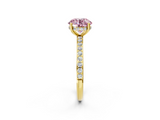 Yellow gold Fancy Pink Round  Cut Diamond Pavé Band Ring with Four-Prong Setting_2