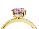 Yellow gold Fancy Pink Round  Cut Diamond Pavé Band Ring with Four-Prong Setting_4