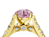 Yellow gold Fancy Pink Round  Cut Diamond Pavé Band Solitaire with Four-Prong Setting_19