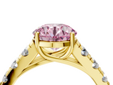 Yellow gold Fancy Pink Round  Cut Diamond Pavé Band Solitaire with Four-Prong Setting_7