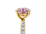 Yellow gold Fancy Pink Round  Cut Diamond Pavé Band Solitaire with Four-Prong Setting_8