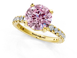 Yellow gold Fancy Pink Round  Cut Diamond Pavé Band with Four-Prong Setting_1