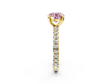 Yellow gold Fancy Pink Round  Cut Diamond Pavé Band with Four-Prong Setting_2