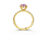 Yellow gold Fancy Pink Round  Cut Diamond Pavé Band with Four-Prong Setting_3
