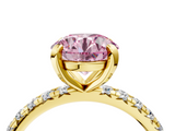 Yellow gold Fancy Pink Round  Cut Diamond Pavé Band with Four-Prong Setting_4