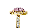 Yellow gold Fancy Pink Round Cut Diamond Pavé Halo Ring with Four-Prong Setting_23