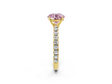 Yellow gold Fancy Pink Round Cut Diamond Pavé Solitaire Engagement Ring with Four-Prong Setting_19