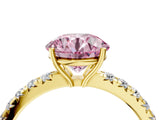 Yellow gold Fancy Pink Round Cut Diamond Pavé Solitaire Engagement Ring with Four-Prong Setting_21
