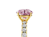 Yellow gold Fancy Pink Round Cut Diamond Pavé Solitaire Engagement Ring with Four-Prong Setting_22