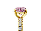 Yellow gold Fancy Pink Round Cut Diamond Pavé Solitaire Ring with Round Band and Prong Setting_29