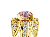 Yellow gold Fancy Pink Round Cut Diamond Pave Art Deco Split Shank Ring with Four-Prong Setting_5