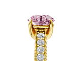 Yellow gold Fancy Pink Round  Cut Diamond Pave Band with Four-Prong Setting_5