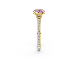 Yellow gold Fancy Pink Round  Cut Diamond Ring with Pavé Band and Four-Prong Setting_2