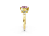 Yellow gold Fancy Pink Round Cut Diamond Ring with Side Stones and Four-Prong Setting_48
