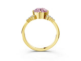 Yellow gold Fancy Pink Round Cut Diamond Ring with Side Stones and Four-Prong Setting_49