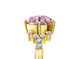 Yellow gold Fancy Pink Round Cut Diamond Ring with Side Stones and Four-Prong Setting_51
