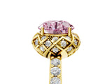 Yellow gold Fancy Pink Round Cut Diamond Scalloped Halo Engagement Ring with Round Shared Prong Band_17