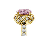 Yellow gold Fancy Pink Round Cut Diamond Scalloped Halo Engagement Ring with Round Shared Prong Band_29