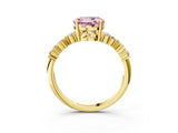 Yellow gold Fancy Pink Round Cut Diamond Scattered Round Accent Ring with Prong Setting_15