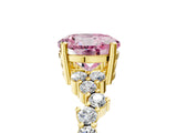 Yellow gold Fancy Pink Round Cut Diamond Scattered Round Accent Ring with Prong Setting_17