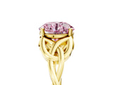 Yellow gold Fancy Pink Round Cut Diamond Solitaire Celtic Knot Ring with Four-Prong Setting_21