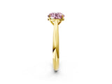 Yellow gold Fancy Pink Round Cut Diamond Solitaire Engagement Ring with Cathedral Setting and Four-Prong Mount_19