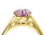 Yellow gold Fancy Pink Round Cut Diamond Solitaire Engagement Ring with Cathedral Setting and Four-Prong Mount_21