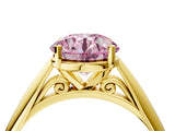 Yellow gold Fancy Pink Round Cut Diamond Solitaire Engagement Ring with Cathedral Setting and Four-Prong Mount_40