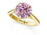 Yellow gold Fancy Pink Round Cut Diamond Solitaire Engagement Ring with Cathedral Setting and Four-Prong Mount_85