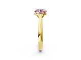 Yellow gold Fancy Pink Round Cut Diamond Solitaire Engagement Ring with Cathedral Setting and Four-Prong Mount_86