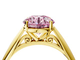 Yellow gold Fancy Pink Round Cut Diamond Solitaire Engagement Ring with Cathedral Setting and Four-Prong Mount_88